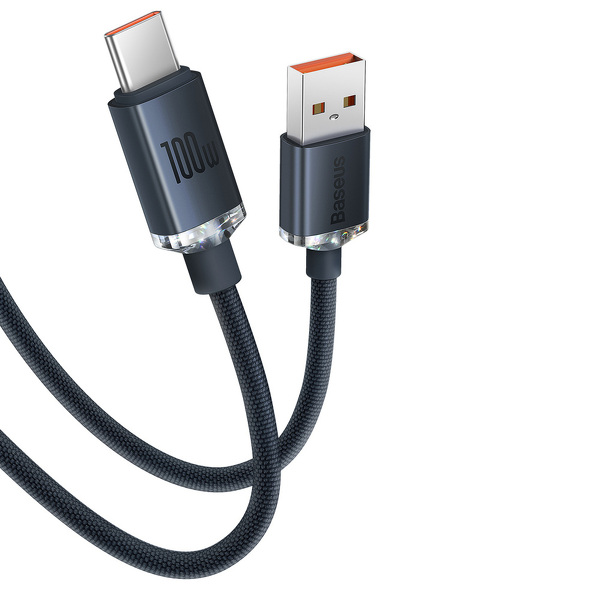 Zdjęcie produktu: Kabel przewód USB Typ-C 120cm Baseus Crystal 100W 20V/5A - czarny (CAJY000401)