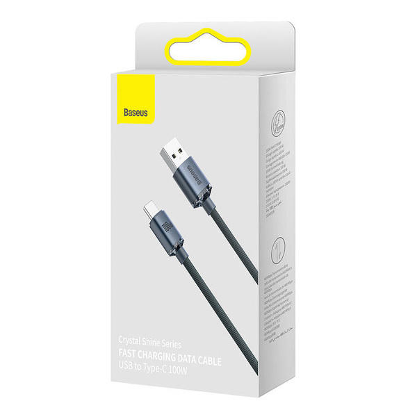 Zdjęcie produktu: Kabel przewód USB Typ-C 120cm Baseus Crystal 100W 20V/5A - czarny (CAJY000401)