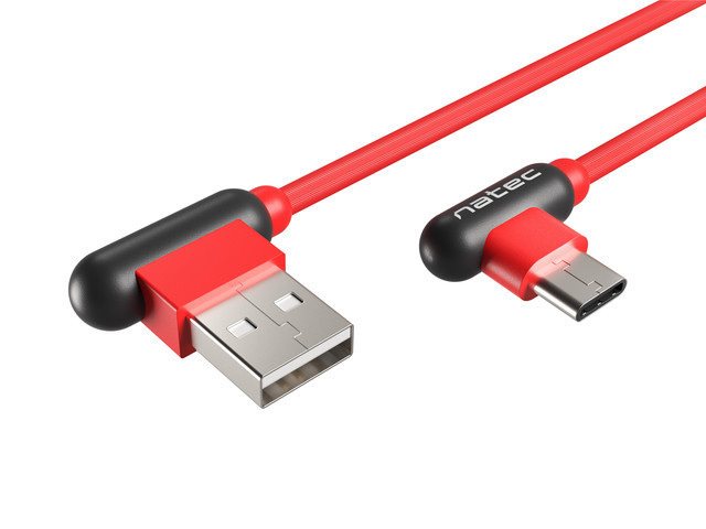 Natec Prati kątowy kabel USB-C (M) do USB-A (M) 1m czerwony Natec Prati kątowy kabel USB-C (M) do USB-A (M) 1m czerwony