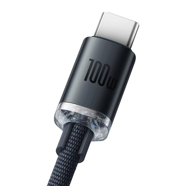 Zdjęcie produktu: Kabel przewód USB Typ-C 200cm Baseus Crystal 100W 20V/5A - czarny (CAJY000501)