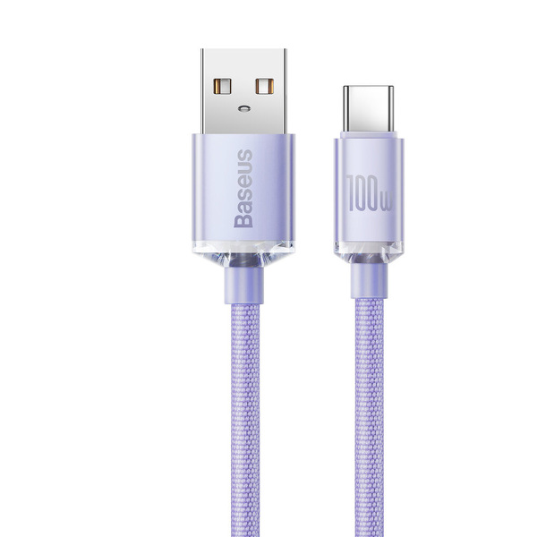 Zdjęcie produktu: Kabel przewód USB Typ-C 120cm Baseus Crystal 100W 20V/5A - fioletowy (CAJY000405)