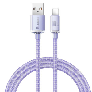 Miniatura produktu: Kabel przewód USB Typ-C 120cm Baseus Crystal 100W 20V/5A - fioletowy (CAJY000405)
