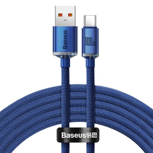 Miniatura produktu: Kabel przewód USB Typ-C 200cm Baseus Crystal 100W 20V/5A - niebieski (CAJY000503)