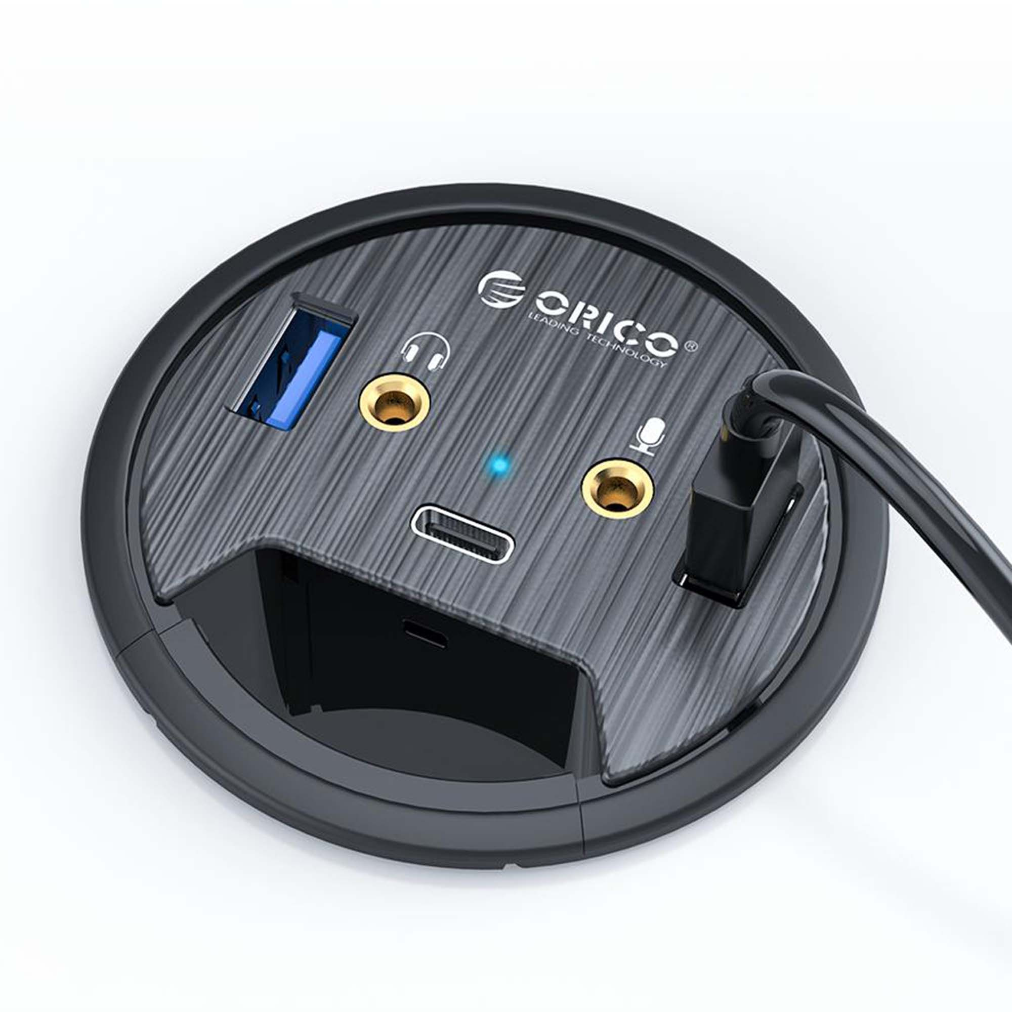 Hub 2x USB 3.1 + USB TYP-C ORICO biurkowy z kartą dźwiękową 5Gbps (DESK-2U1C-V1-BK-BP) Hub 2x USB 3.1 + USB TYP-C ORICO biurkowy z kartą dźwiękową 5Gbps (DESK-2U1C-V1-BK-BP)