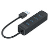 Miniatura zdjęcia: Hub 4x USB 3.1 ORICO 5 Gbps USB-A aktywny 15 cm przewód (TWU3-4A-BK-EP)