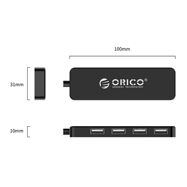 Zdjęcie produktu: Hub 4x USB 2.0 ORICO USB-A - czarny (FL01-BK-BP)
