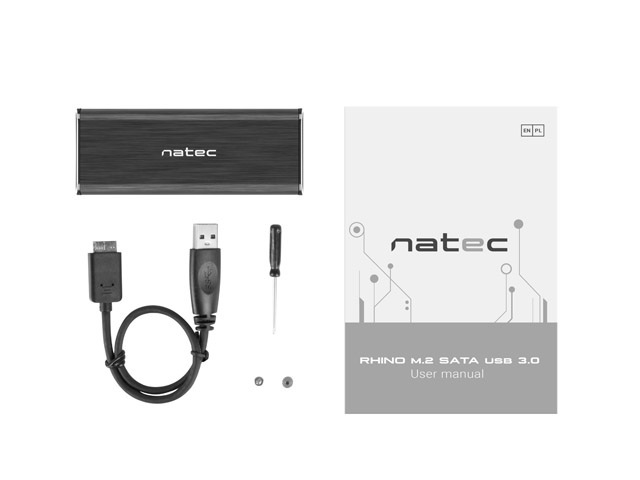 Zewnętrzna obudowa SSD Natec Rhino aluminiowa na dyski M.2 SATA Black Slim USB 3.0