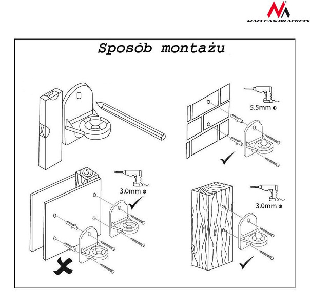 Zdjęcie produktu: Uchwyt głośnikowy Maclean, do kolumn, komplet 2 szt, 3,5kg, MC-526 Zdjęcie produktu: Uchwyt głośnikowy Maclean, do kolumn, komplet 2 szt, 3,5kg, MC-526
