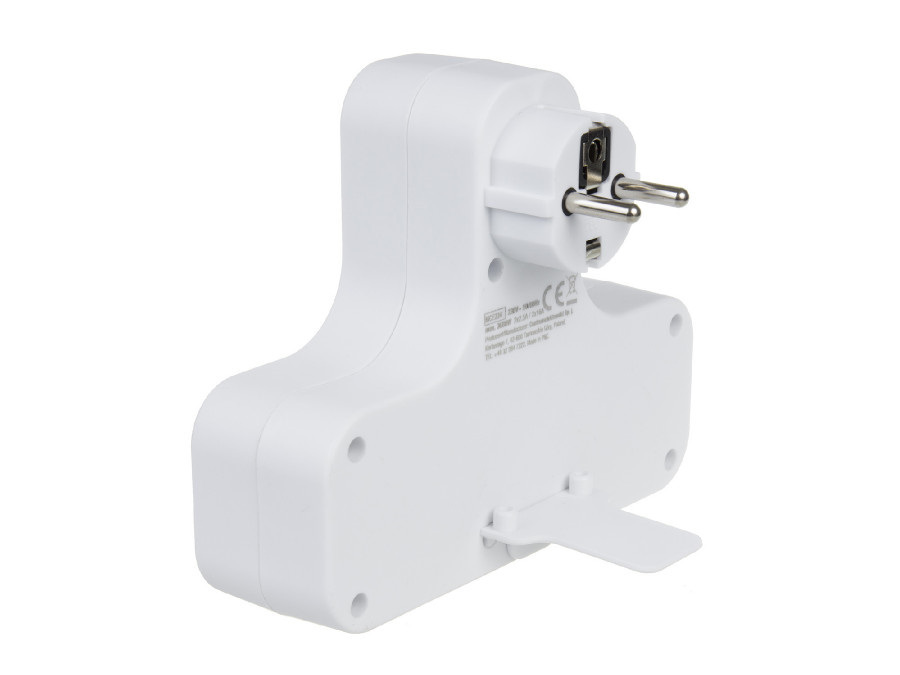 Gniazdko prądowe Maclean, Poczwórne z wyłącznikiem, Nóżką stabilizującą, Typu E, 2x2,5A, 2x16A, MCE224