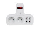 Miniatura zdjęcia: Gniazdko prądowe Maclean, Poczwórne z wyłącznikiem, Nóżką stabilizującą, Typu E, 2x2,5A, 2x16A, MCE224