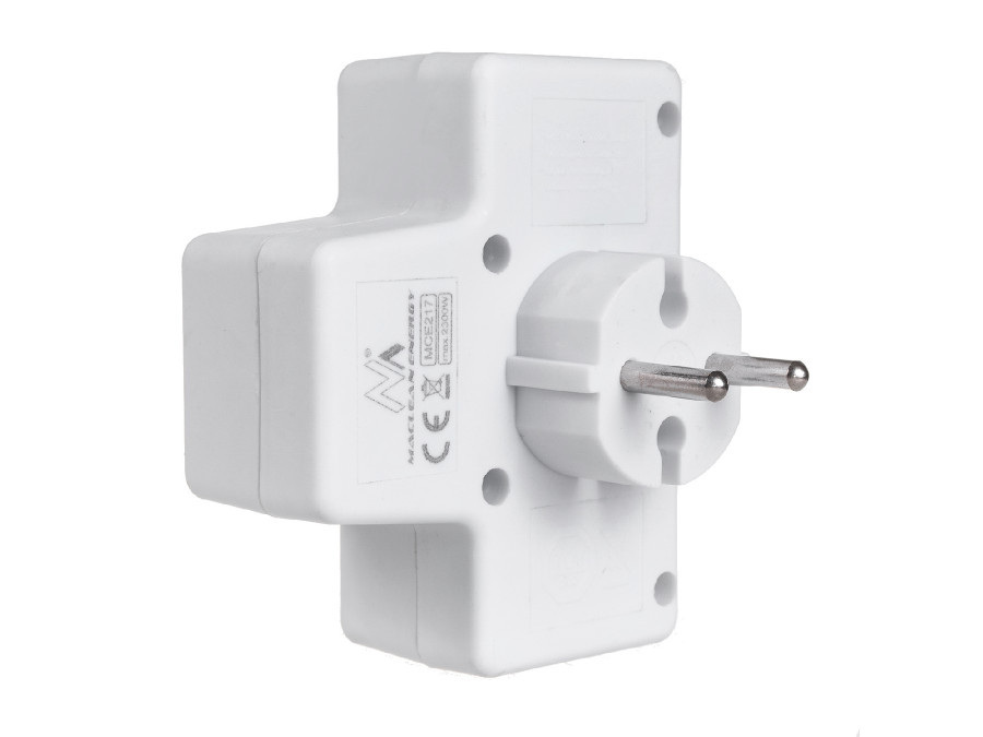 Gniazdko prądowe Maclean, Poczwórne z wyłącznikiem, Wtyk uniwersalny, 4x2,5A, MCE217