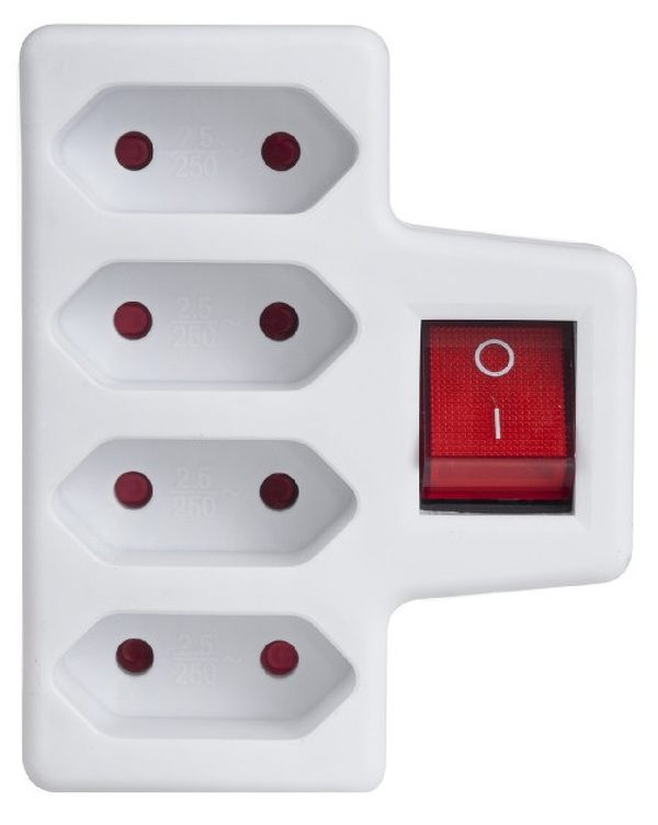 Zdjęcie produktu: Gniazdko prądowe Maclean, Poczwórne z wyłącznikiem, Wtyk uniwersalny, 4x2,5A, MCE217