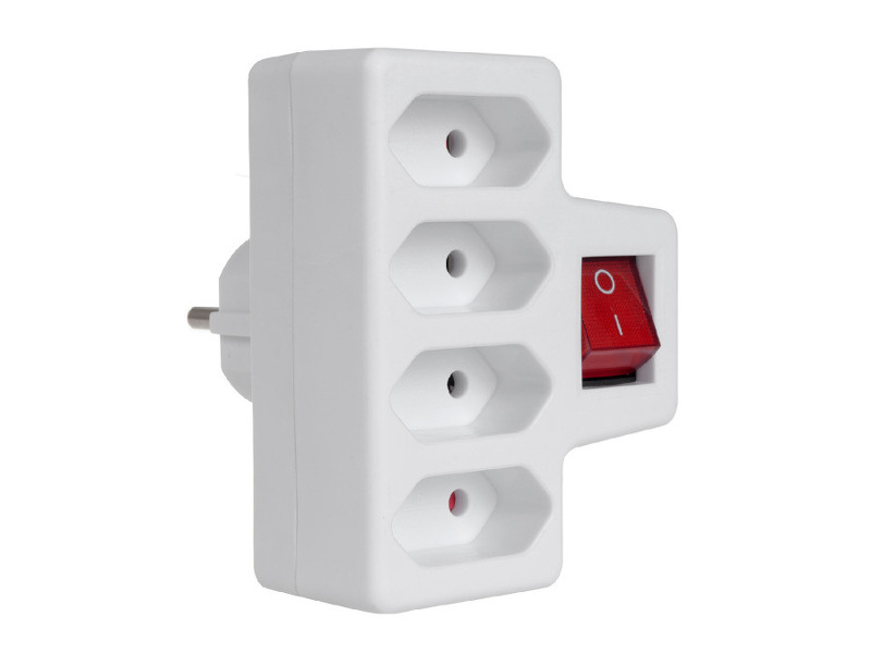 Zdjęcie produktu: Gniazdko prądowe Maclean, Poczwórne z wyłącznikiem, Wtyk uniwersalny, 4x2,5A, MCE217