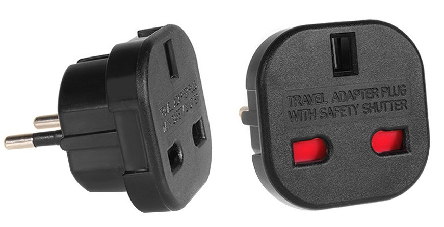 Adapter gniazdo UK Maclean, na wtyk EU, czarny, MCE72