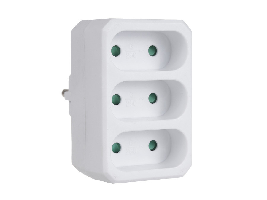 Gniazdko prądowe Maclean, Potrójne płaskie, Wtyk uniwersalny, 16A, max. 3680W, MCE212