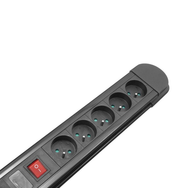 Zdjęcie produktu: Listwa zasilająca Maclean, przedłużacz 10 gniazd, 2 włącznikami, zabezpieczenie i sygnalizacja przeciążenia, 3680W, MCE10