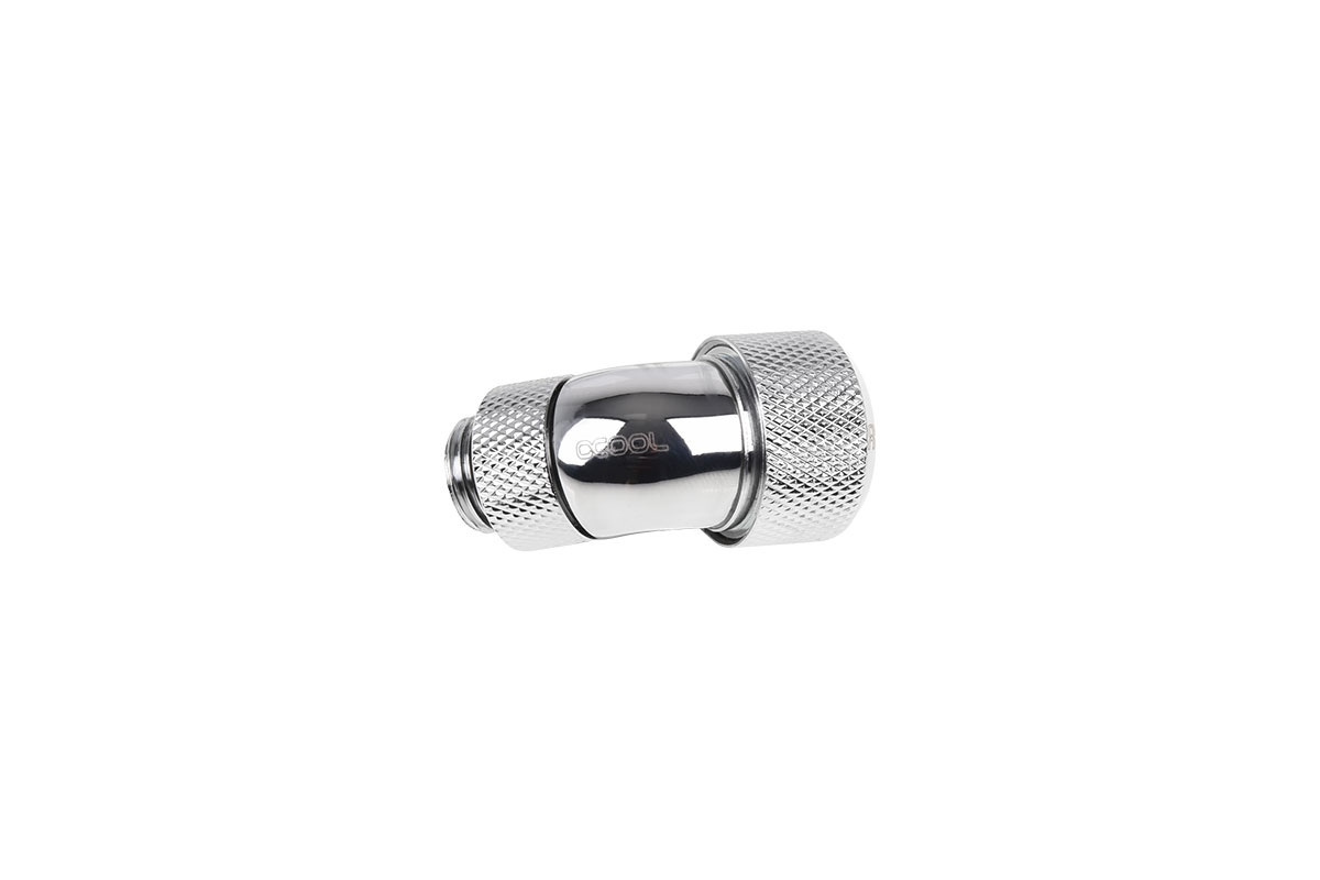 Alphacool Eiszapfen 16mm HardTube compression fitting 45° rotatable G1/4 - knurled - chrome Alphacool Eiszapfen 16mm HardTube compression fitting 45° rotatable G1/4 - knurled - chrome