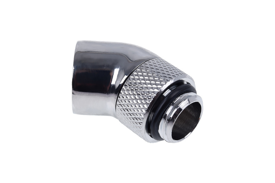 Zdjęcie produktu: Alphacool Eiszapfen angled adaptor 45° rotatable G1/4 outer thread to G1/4 inner thread - chrome Zdjęcie produktu: Alphacool Eiszapfen angled adaptor 45° rotatable G1/4 outer thread to G1/4 inner thread - chrome