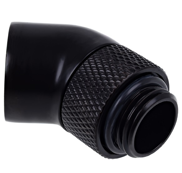 Adapter kątowy obrotowy 45° Alphacool Eiszapfen G1/4 GZ na G1/4 GW - Deep Black