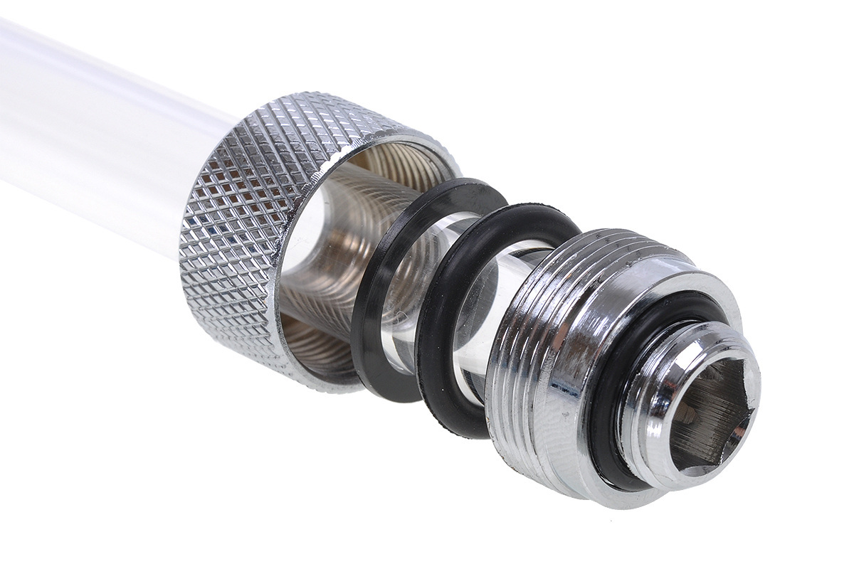 Alphacool HT 13mm HardTube compression fitting G1/4 - knurled - chrome