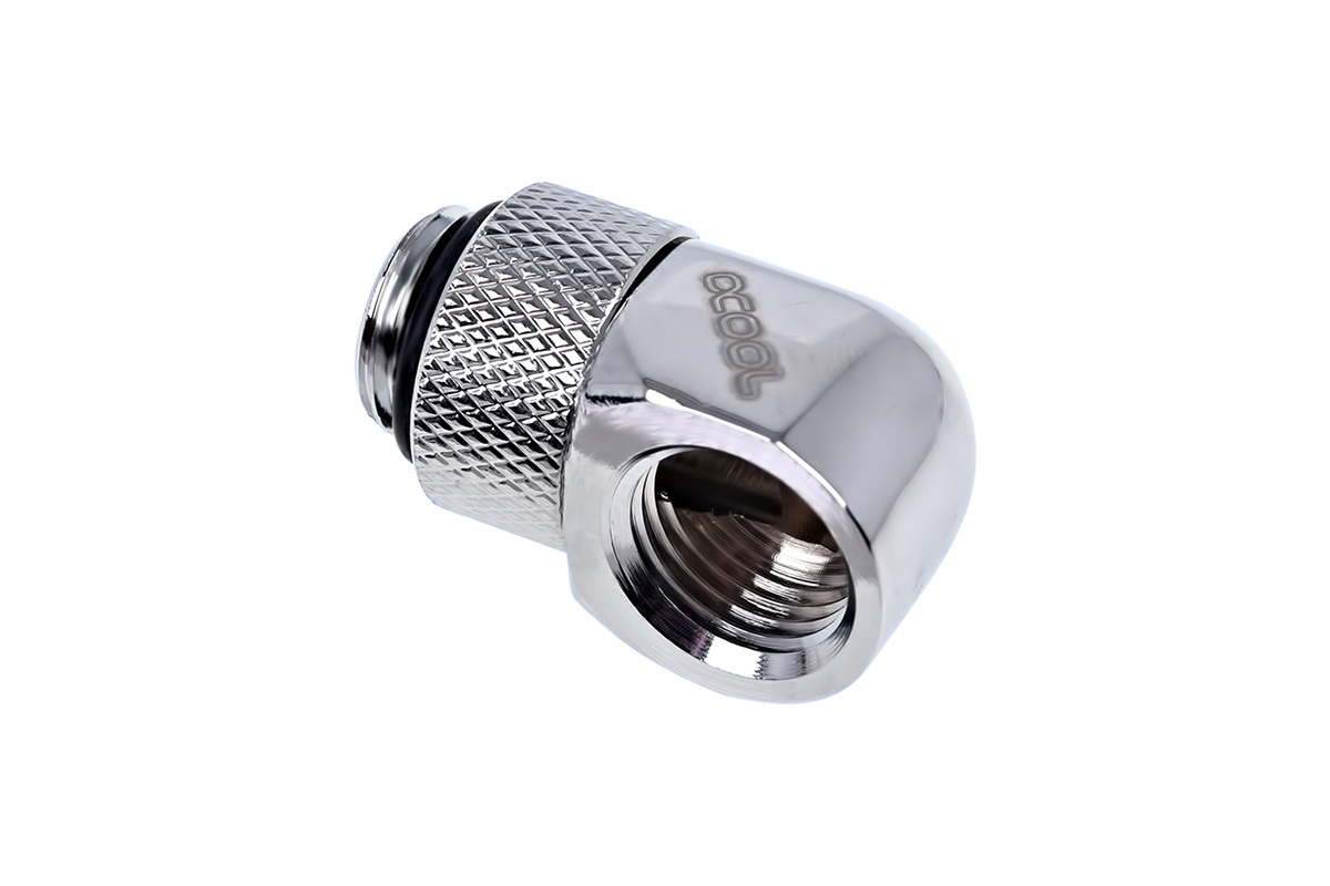 Adapter kątowy obrotowy 90° Alphacool Eiszapfen G1/4 GZ na G1/4 GW - Chrome