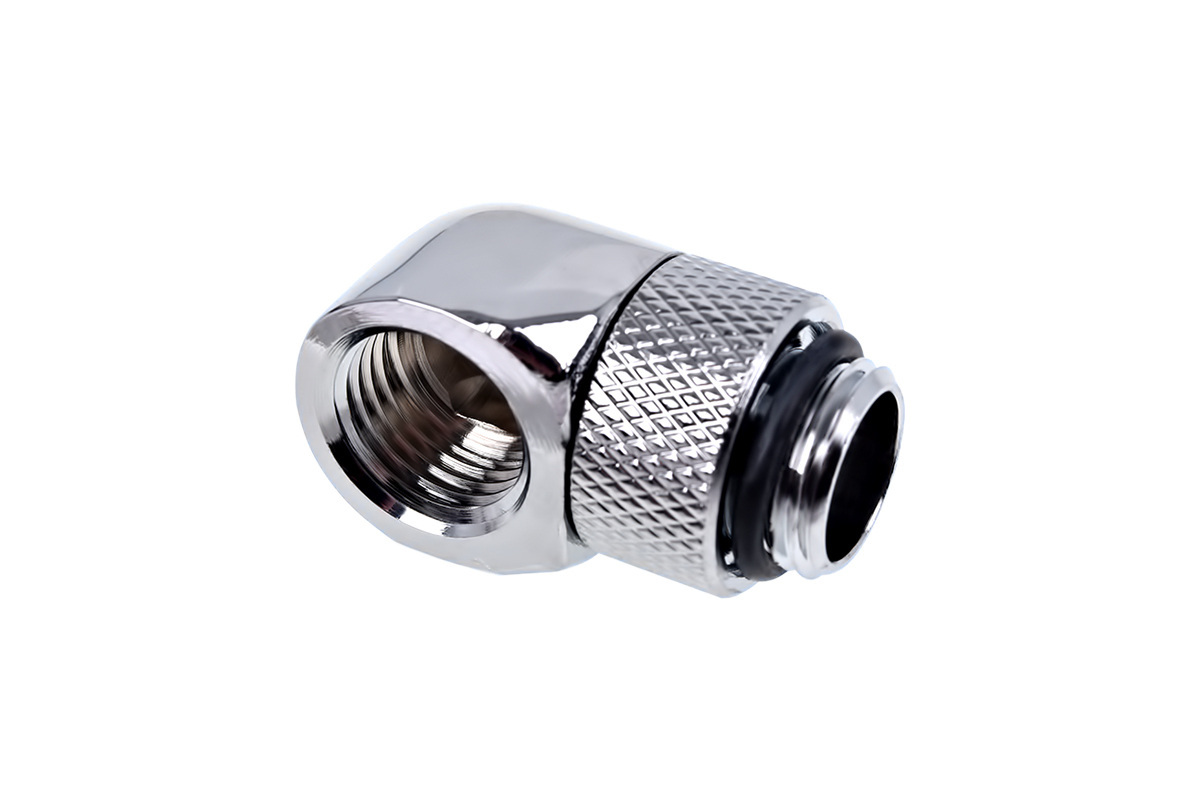 Adapter kątowy obrotowy 90° Alphacool Eiszapfen G1/4 GZ na G1/4 GW - Chrome