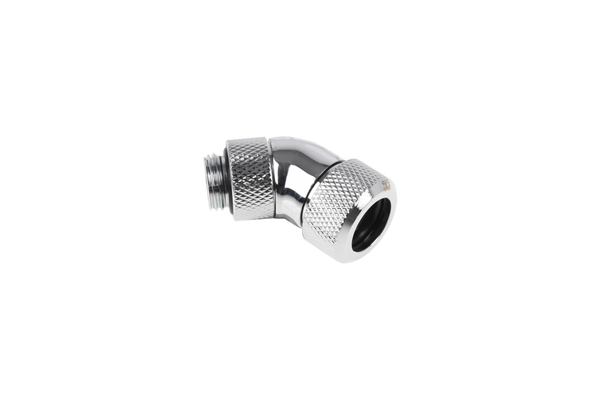 Alphacool Eiszapfen 13mm HardTube compression fitting 45° rotatable G1/4 - knurled - chrome Alphacool Eiszapfen 13mm HardTube compression fitting 45° rotatable G1/4 - knurled - chrome