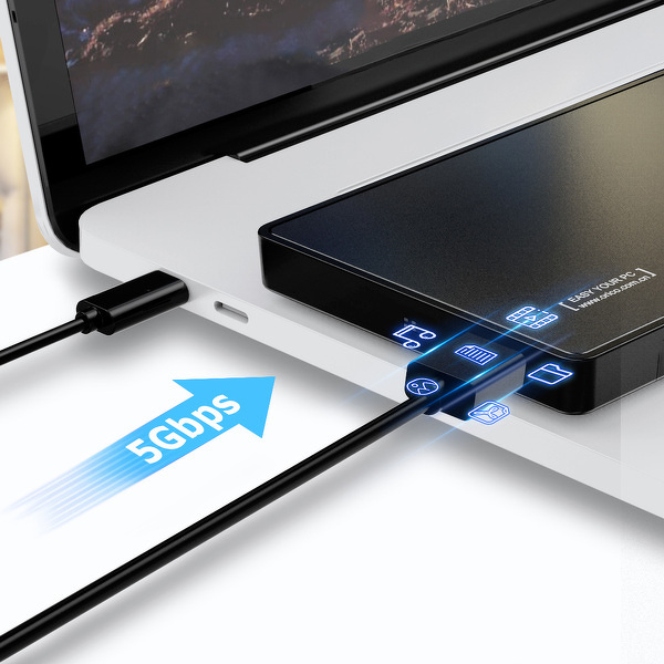 Zdjęcie produktu: Obudowa zewnętrzna na dysk 2,5" HDD/SSD ORICO, SATA III, USB-A 3.1 metal czarna (2588US3-V1-BK-BP)