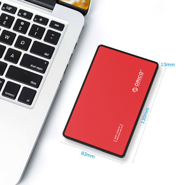 Zdjęcie produktu: Obudowa zewnętrzna na dysk 2,5" HDD/SSD ORICO, SATA III, USB-A 3.1 metal czerwona (2588US3-V1-RD-BP)
