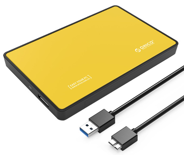 Obudowa zewnętrzna na dysk 2,5" HDD/SSD ORICO, SATA III, USB-A 3.1 metal zółta (2588US3-V1-OR-BP)
