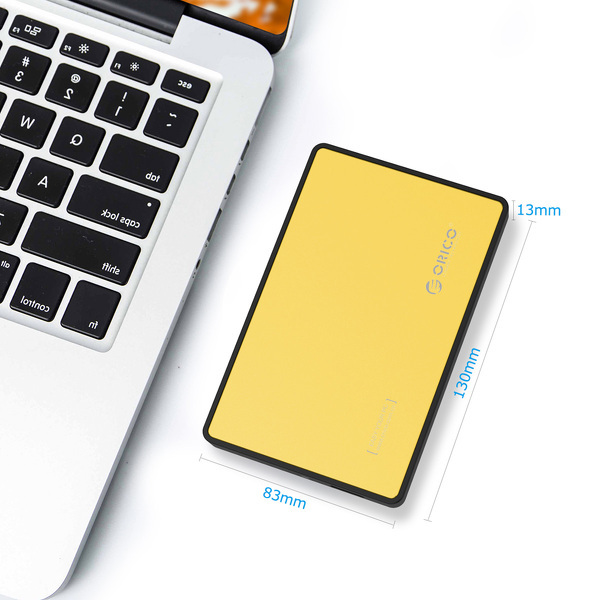 Obudowa zewnętrzna na dysk 2,5" HDD/SSD ORICO, SATA III, USB-A 3.1 metal zółta (2588US3-V1-OR-BP)