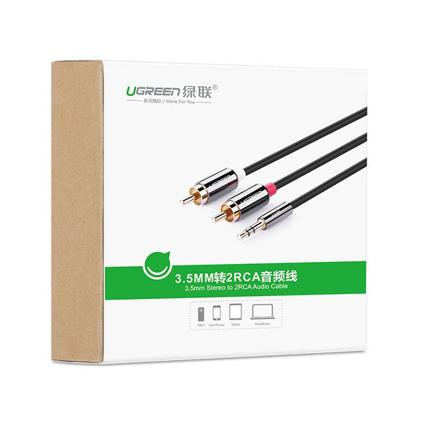 Zdjęcie produktu: UGREEN AV116 Przewód 3,5mm miniJack do 2RCA (chinch) 1m - czarny (10749)