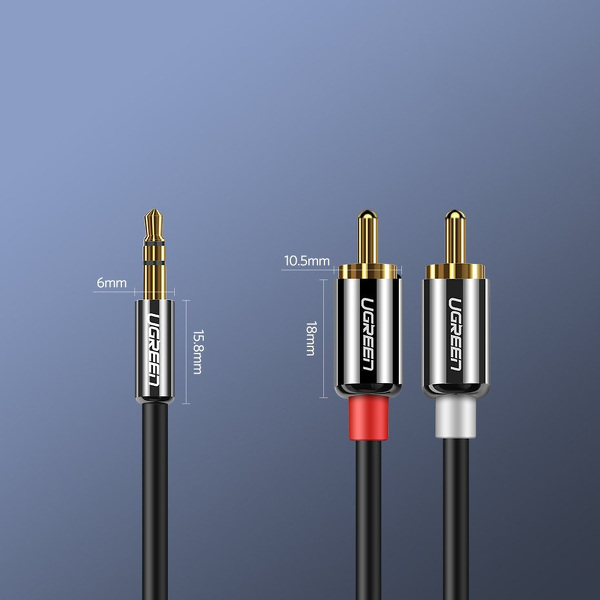 Zdjęcie produktu: UGREEN AV116 Przewód 3,5mm miniJack do 2RCA (chinch) 3m - czarny (10590)