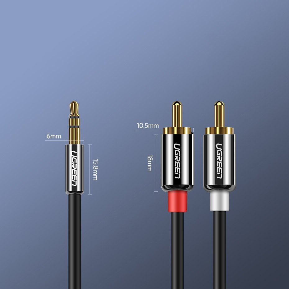 UGREEN AV116 Przewód 3,5mm miniJack do 2RCA (chinch) 3m - czarny (10590)