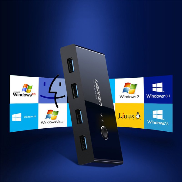 Zdjęcie produktu: Switch przełącznik KVM USB 2x4 UGREEN USB 3.0 - czarny (30768)
