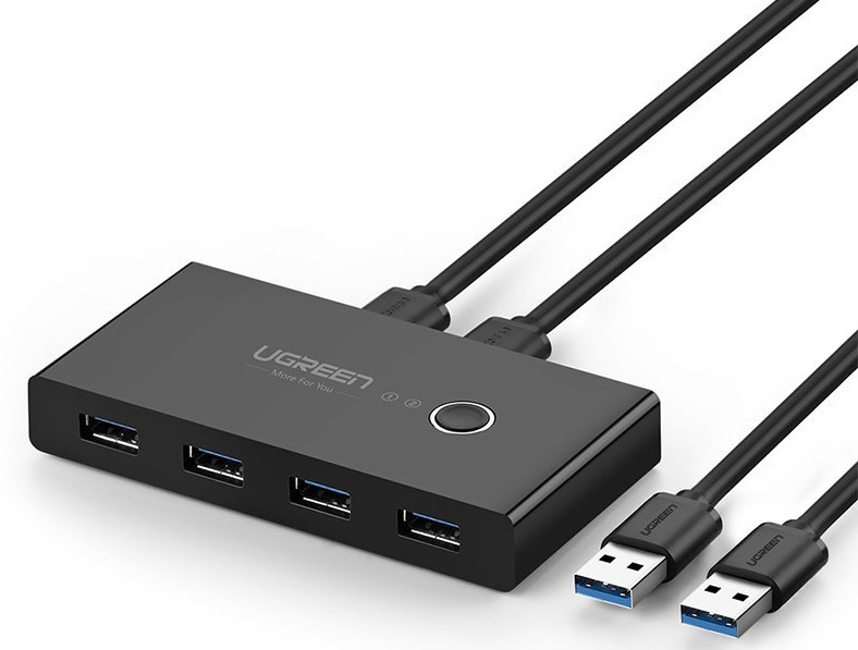 Switch przełącznik KVM USB 2x4 UGREEN USB 3.0 - czarny (30768)