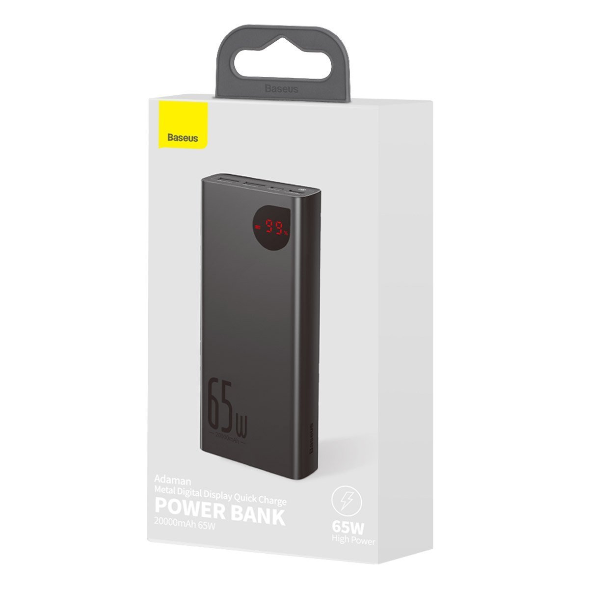 Powerbank Baseus Adaman Metal, 20000mAh, PD, QC 3.0, 65W, 2xUSB + USB TYP-C + micro USB - czarny (PPIMDA-D01)