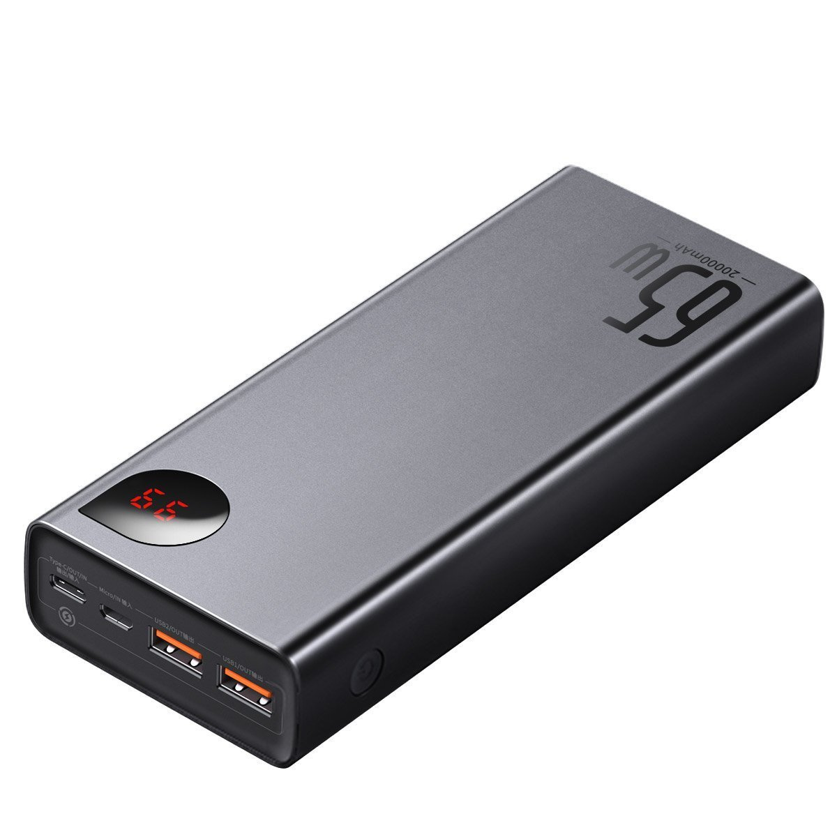 Powerbank Baseus Adaman Metal, 20000mAh, PD, QC 3.0, 65W, 2xUSB + USB TYP-C + micro USB - czarny (PPIMDA-D01)