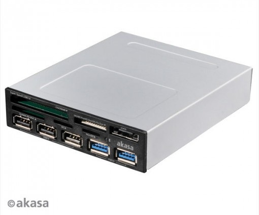 Akasa AK-ICR-17 wewnętrzny czytnik kart USB 3.0 3.5", 2 porty USB 3.0, Hub USB 2.0 Akasa AK-ICR-17 wewnętrzny czytnik kart USB 3.0 3.5", 2 porty USB 3.0, Hub USB 2.0