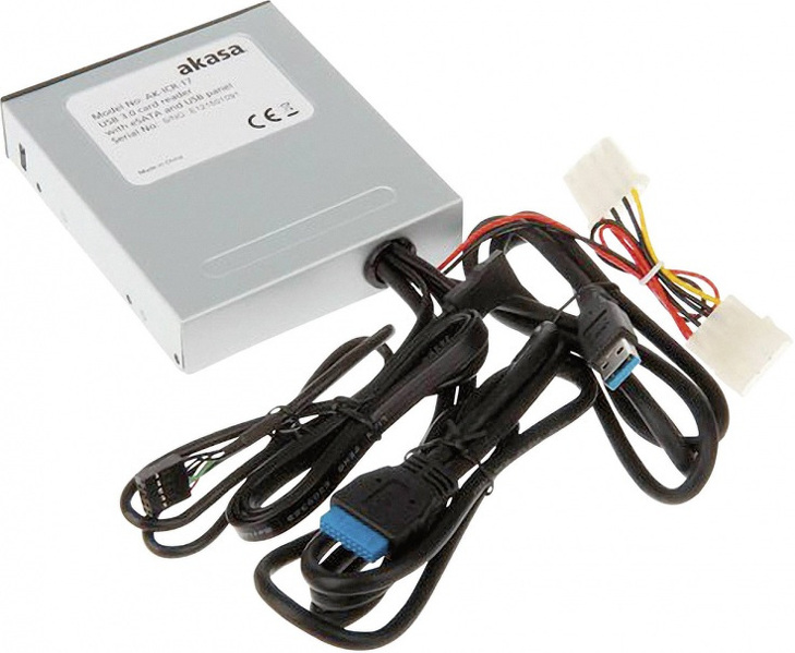 Zdjęcie produktu: Akasa AK-ICR-17 wewnętrzny czytnik kart USB 3.0 3.5", 2 porty USB 3.0, Hub USB 2.0 Zdjęcie produktu: Akasa AK-ICR-17 wewnętrzny czytnik kart USB 3.0 3.5", 2 porty USB 3.0, Hub USB 2.0