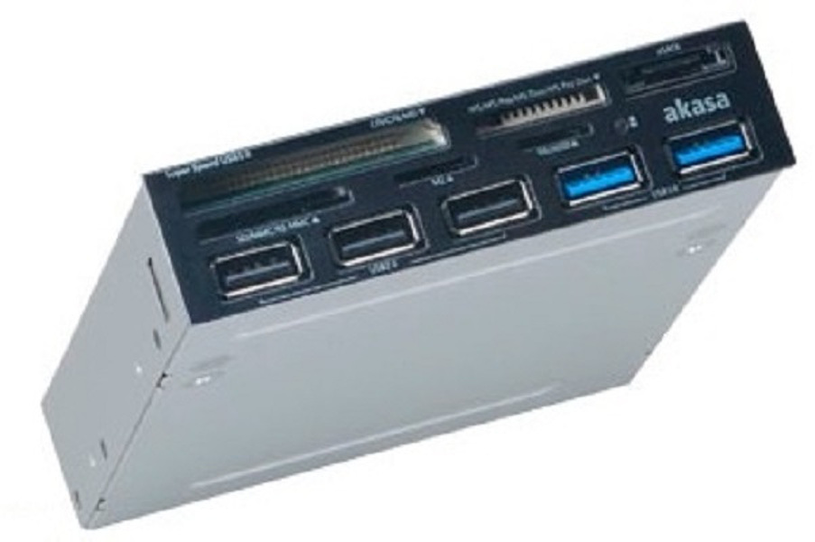Zdjęcie produktu: Akasa AK-ICR-17 wewnętrzny czytnik kart USB 3.0 3.5", 2 porty USB 3.0, Hub USB 2.0 Zdjęcie produktu: Akasa AK-ICR-17 wewnętrzny czytnik kart USB 3.0 3.5", 2 porty USB 3.0, Hub USB 2.0