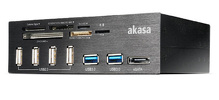 Miniatura zdjęcia: Akasa AK-HC-05BKV2 wewnętrzny czytnik kart 5.25", 2x USB 3.0, 4x USB 2.0, 1x eSATA, czarny