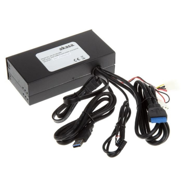 Zdjęcie produktu: Akasa AK-HC-05U3BK wewnętrzny czytnik kart 5.25", 2x USB 3.0, 4x USB 2.0, 1x eSATA, czarny