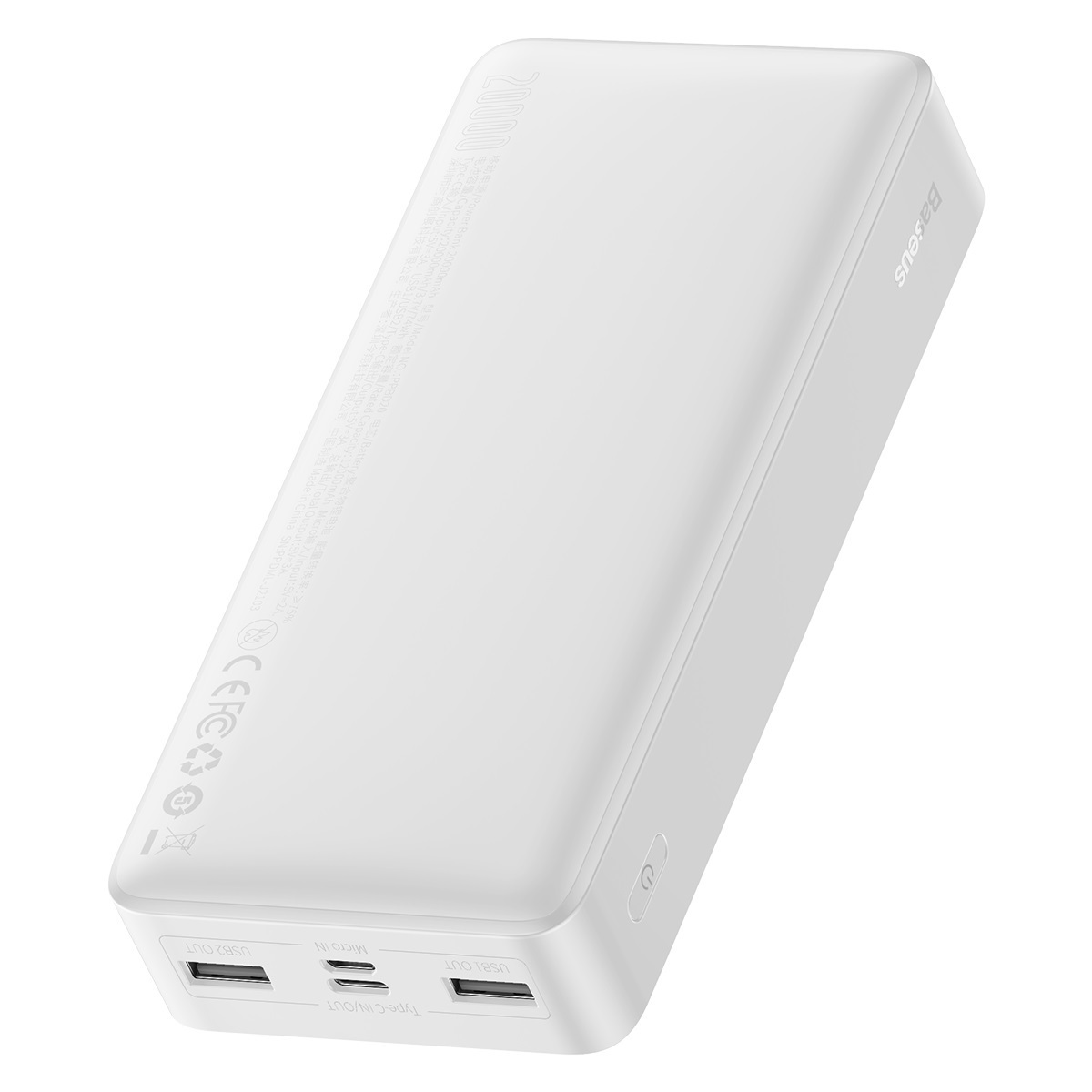 Powerbank Baseus Bipow 20000mAh, 2xUSB, USB TYP-C, 15W - biały (PPDML-J02)