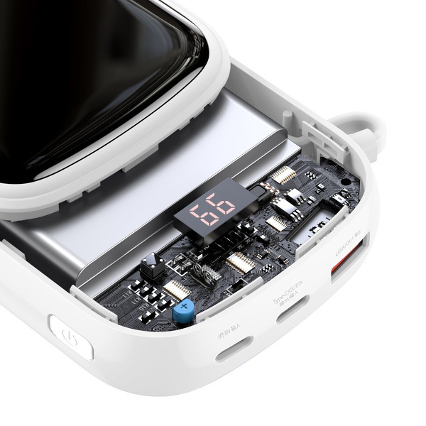 Zdjęcie produktu: Powerbank Baseus Qpow z kablem Lightning, 20000mAh, IP, USB, USB TYP-C, 20W - biały (PPQD-H02)