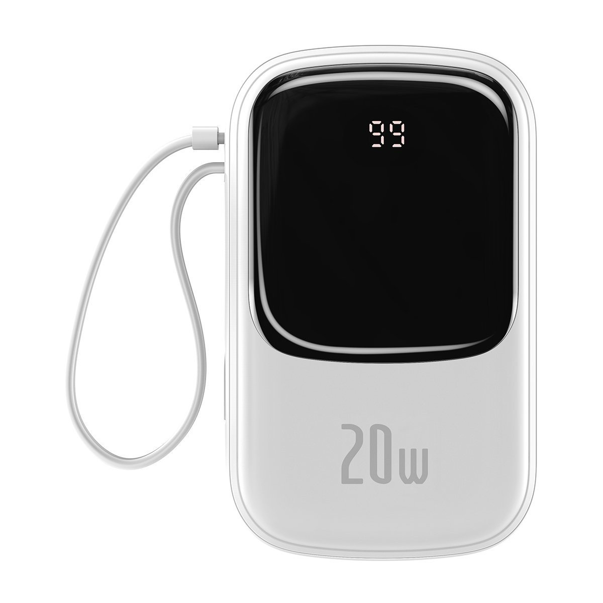 Powerbank Baseus Qpow z kablem Lightning, 20000mAh, IP, USB, USB TYP-C, 20W - biały (PPQD-H02)