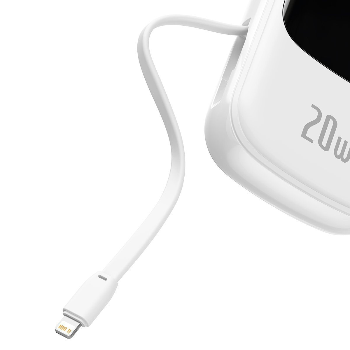 Powerbank Baseus Qpow z kablem Lightning, 20000mAh, IP, USB, USB TYP-C, 20W - biały (PPQD-H02)