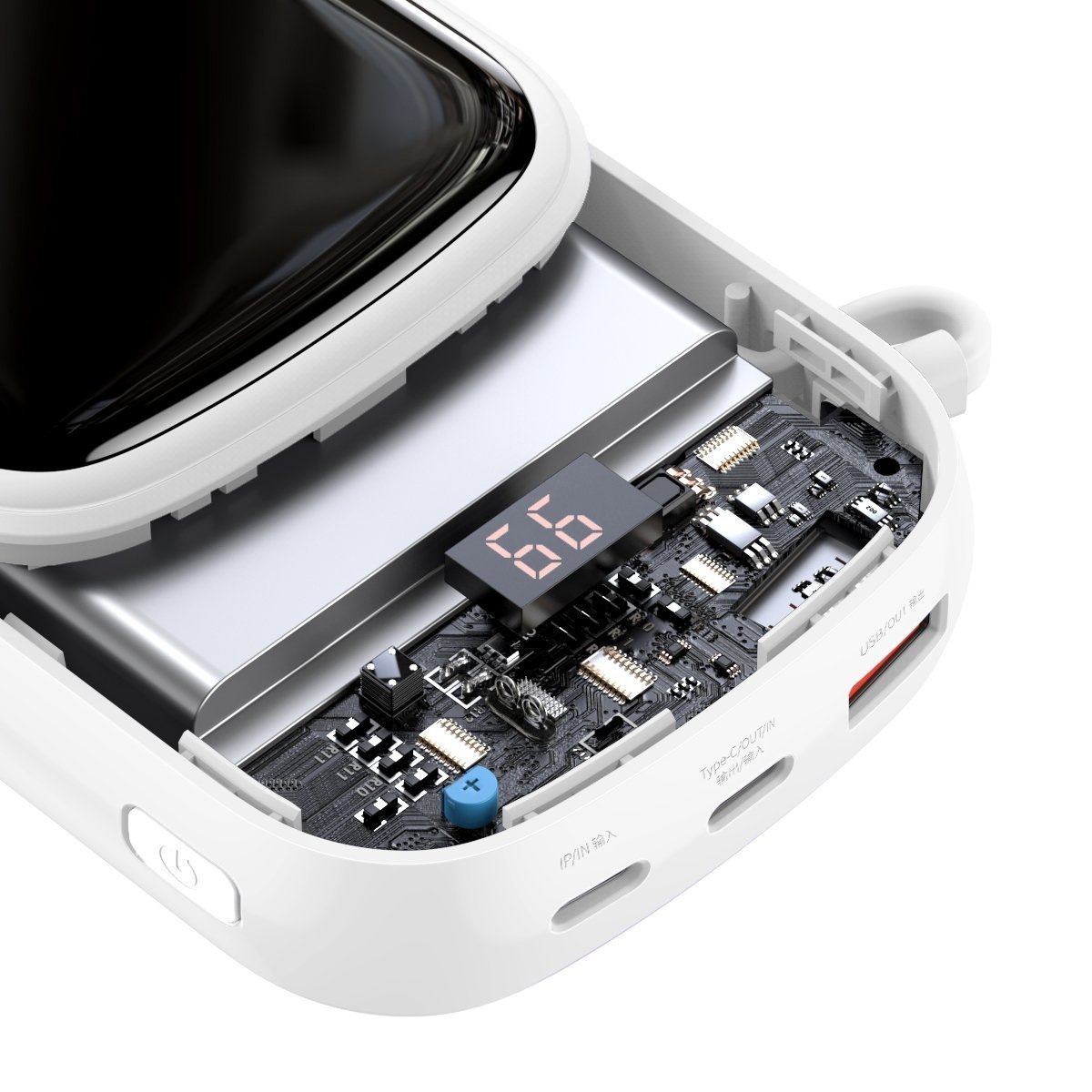 Powerbank Baseus Qpow z kablem Lightning, 20000mAh, IP, USB, USB TYP-C, 20W - biały (PPQD-H02)