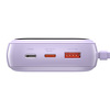 Miniatura zdjęcia: Powerbank Baseus Qpow z kablem Lightning, 20000mAh, IP, USB, USB TYP-C, 20W - fioletowy (PPQD-H05)