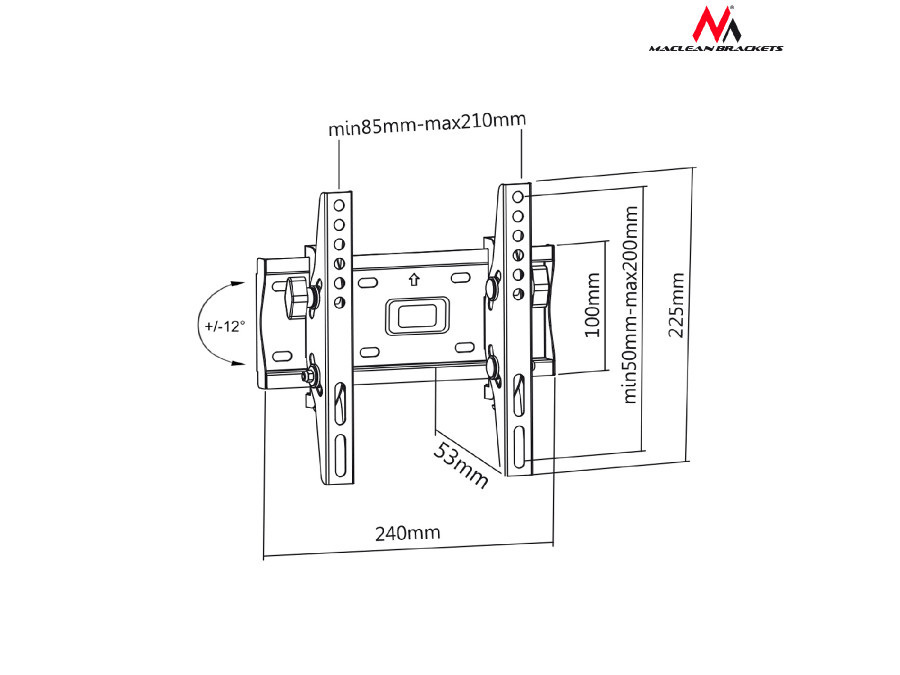 Uchwyt do telewizora Maclean, max. VESA 200x200, 13-42", do 25kg, czarny, (MC-667N)